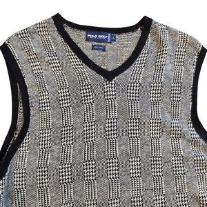 Polo Golf Ralph Lauren 100% Linen Sweater Vest Mens Size L Herringbone Old Money